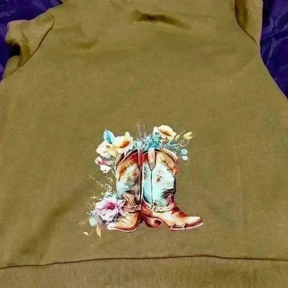 One of a kind custom brown zip hoody cowgirl size large - Picture 3 of 5